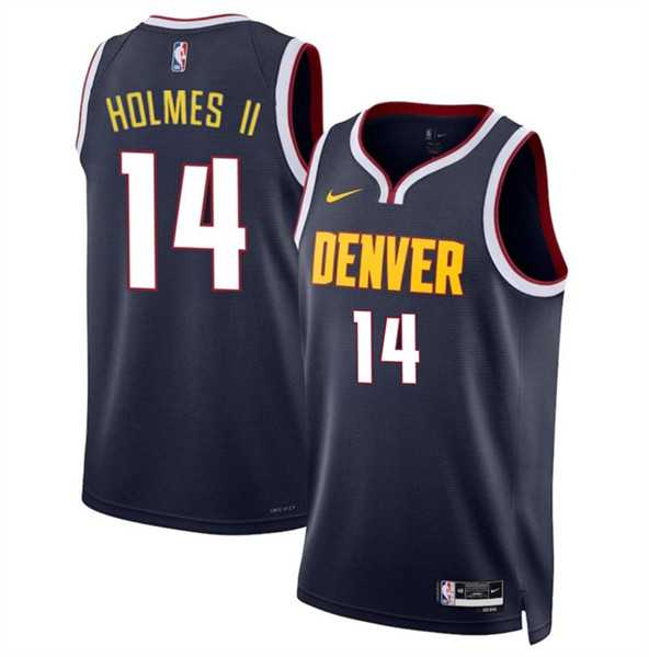 Mens Denver Nuggets #14 DaRon Holmes II Navy 2024 Draft Icon Edition Stitched Basketball Jersey Dzhi->denver nuggets->NBA Jersey